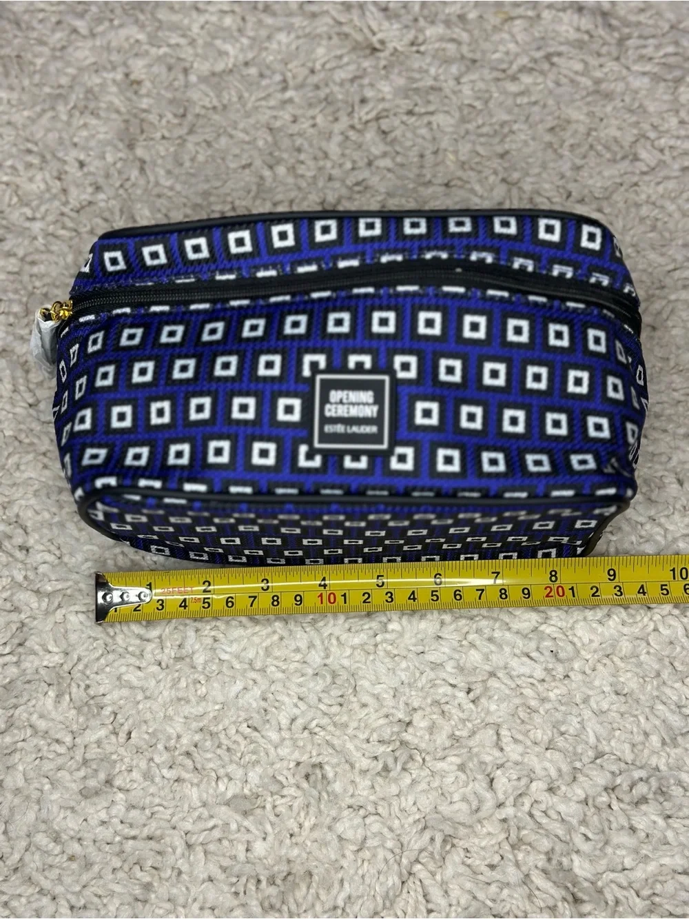Blue Geometric Cosmetic Train Case